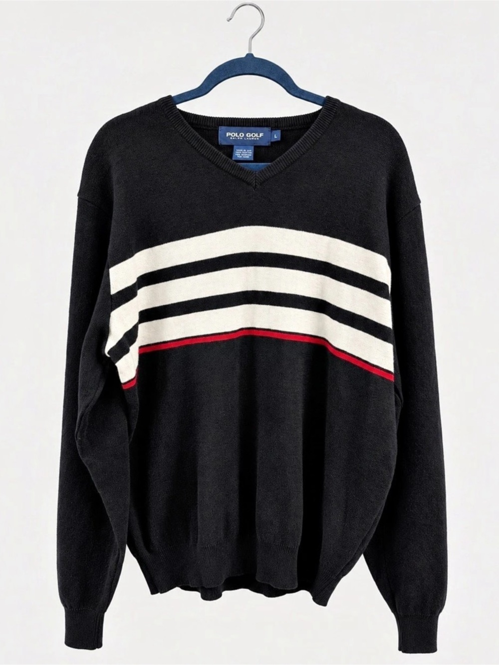 Polo Ralph Lauren Men's Striped V-Neck Sweater Large
